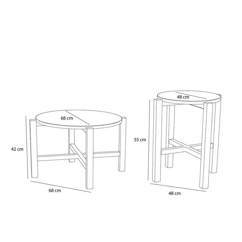 Four Coffee Table Natural (set of 2) de Hübsch – photo du produit 2 sur 7