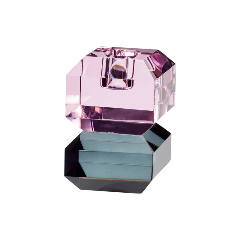 Gem Candlestick Small Grey/Pink de Hübsch – photo du produit
