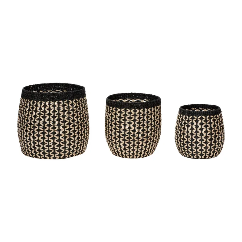 Sprout Baskets Black/Natural (set of 3) by Hübsch – product photo