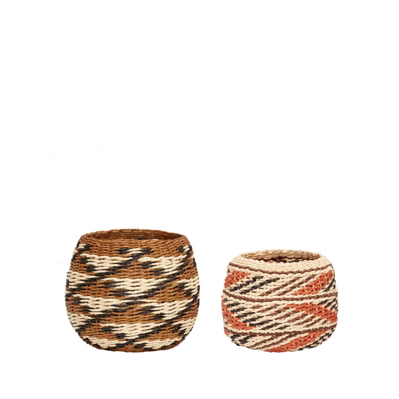 Evoke Baskets Round Natural/Multicolour (set of 2) de Hübsch – photo du produit