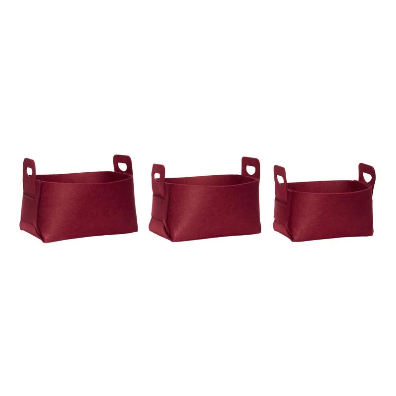 Felt Basket Square Red (set of 3) by Hübsch – product photo