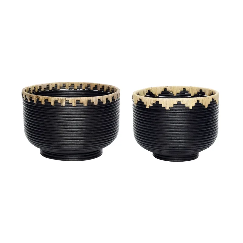 Blackie Baskets Black/Natural (set of 2) van Hübsch – productfoto
