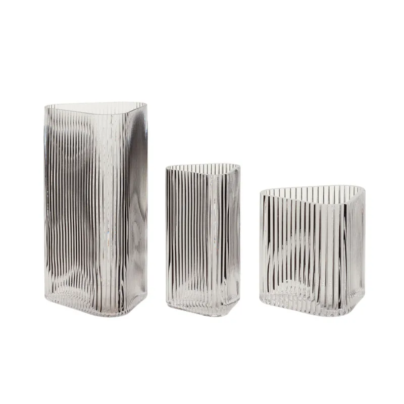 Elements Vases Triangular Clear (set of 3) by Hübsch – product photo