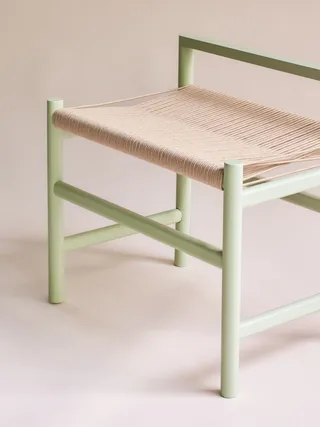 Heritage Bench Small Light green de Hübsch – photo d’ambiance 4 sur 5