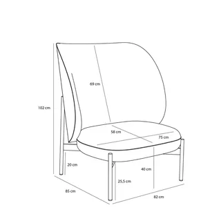 Area Lounge Chair Petrol van Hübsch – productfoto 4 van 6