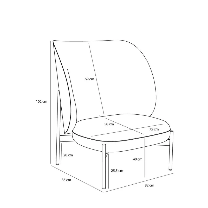 Area Lounge Chair Petrol van Hübsch – productfoto 4 van 6