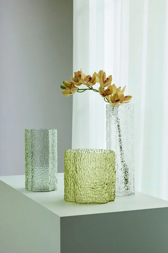 Triple Vases Green/Clear (set of 3) de Hübsch – photo d’ambiance 6 sur 7