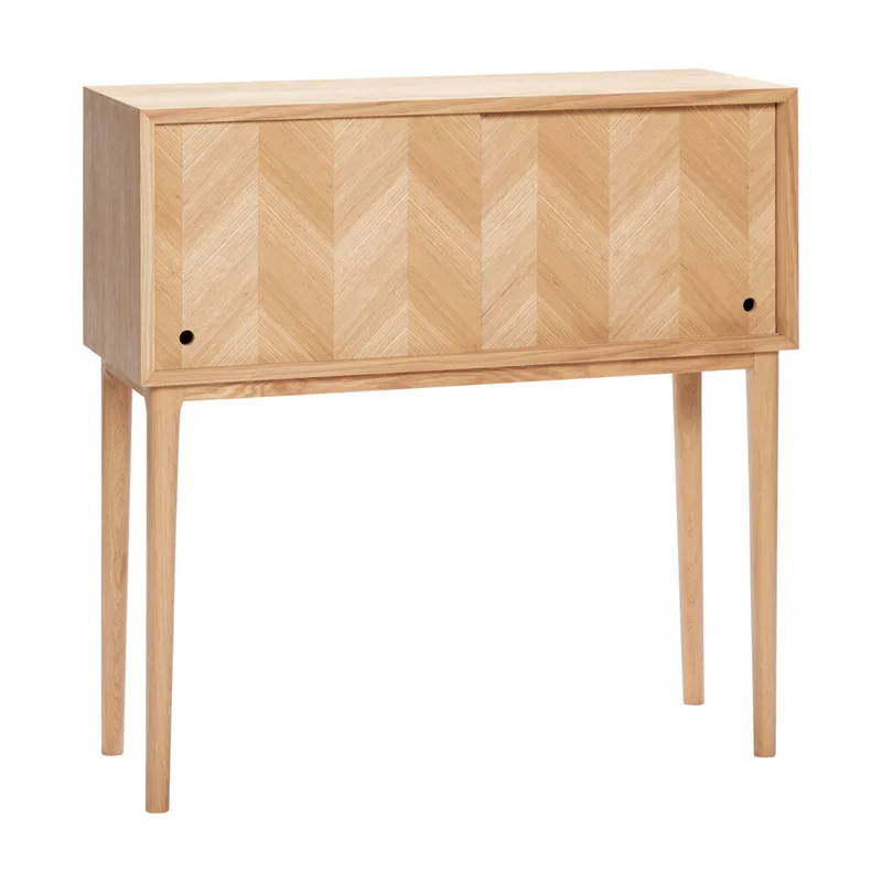 Herringbone Console Table Sliding Doors Natural by Hübsch – product photo