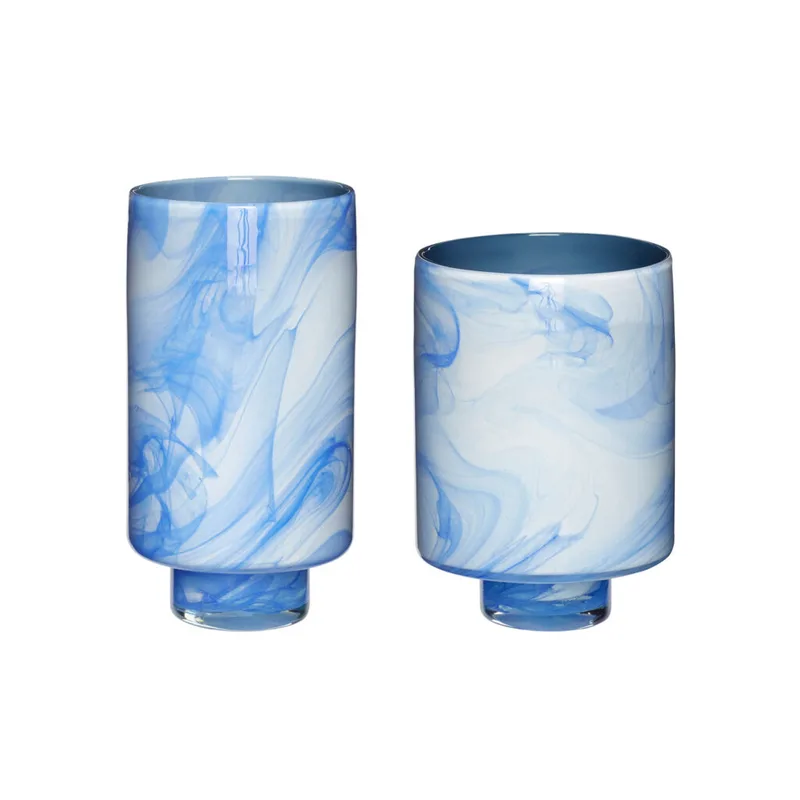 Cloud Vases Blue/White (set of 2) de Hübsch – photo du produit