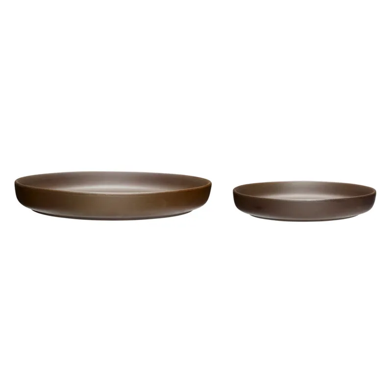 Clay Plates Brown (set of 2) van Hübsch – productfoto