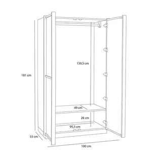 Kura Wardrobe Large Natural van Hübsch – productfoto 3 van 6