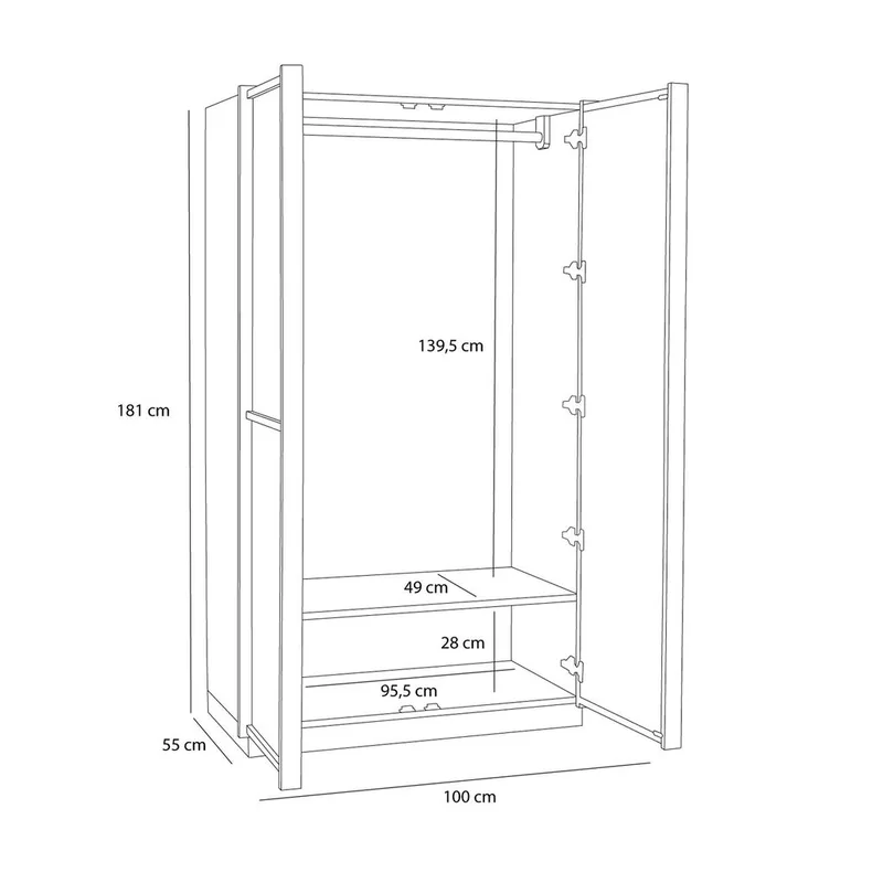 Kura Wardrobe Large Natural van Hübsch – productfoto 3 van 6