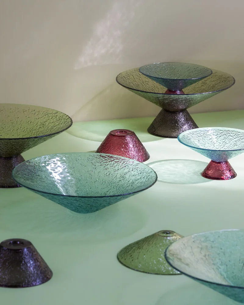 Bonbon Glass Bowl Medium Green/Brown by Hübsch – interior photo 5 of 6