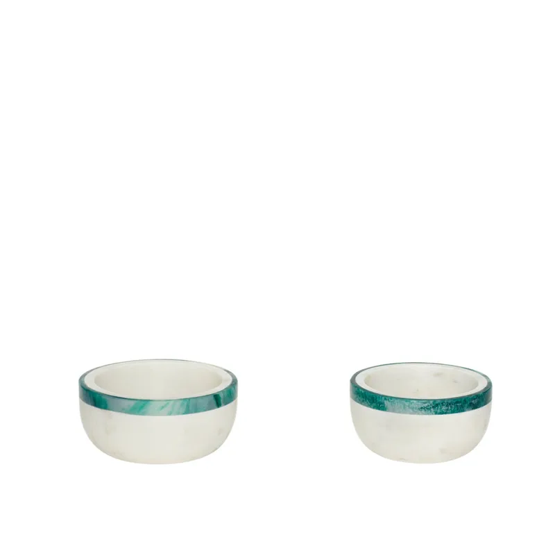 Snacky Bowls White/Green (set of 2) by Hübsch – product photo