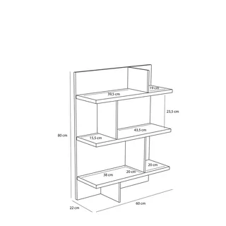 Stand Shelf Oak/Red von Hübsch – Produktfoto 3 von 5