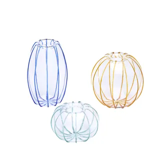 Orbit Vases Amber/Light green/Blue (set of 3) van Hübsch – productfoto 1 van 6