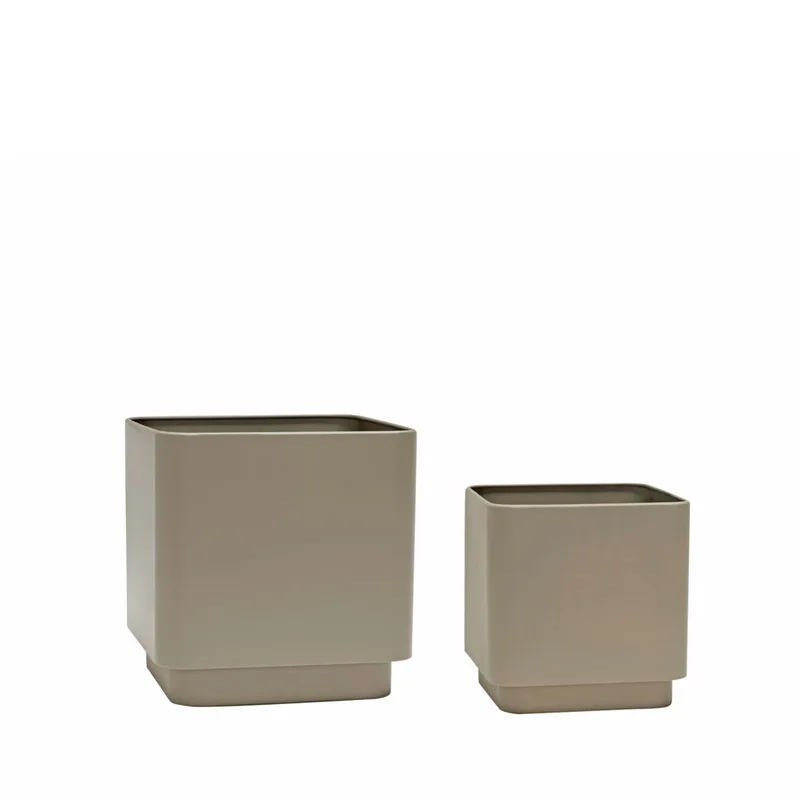 Cube Pots Brown (set of 2) by Hübsch – product photo 3 of 3