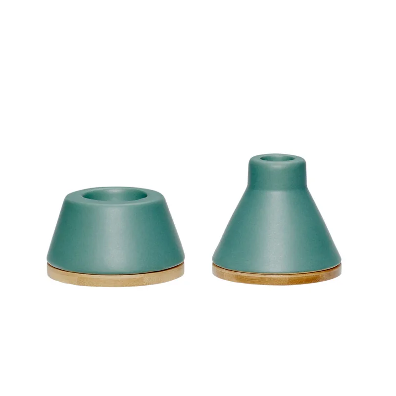 Mix Candlestick Green/Natural (set of 2) van Hübsch – productfoto
