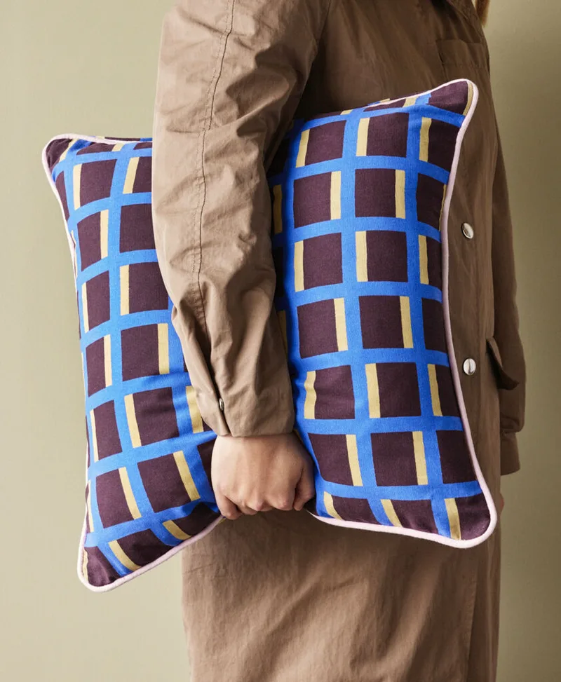 Agenda Cushion Blue/Multicolour by Hübsch – interior photo 1 of 7