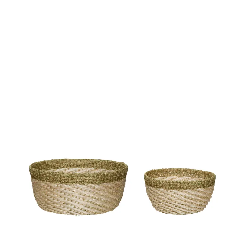 Palm Baskets Natural/Light green (set of 2) de Hübsch – photo du produit