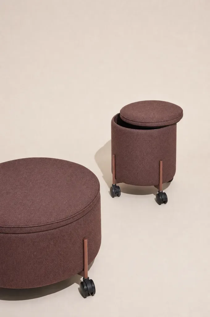 Contain Pouffe Large Brown by Hübsch – product photo 2 of 3