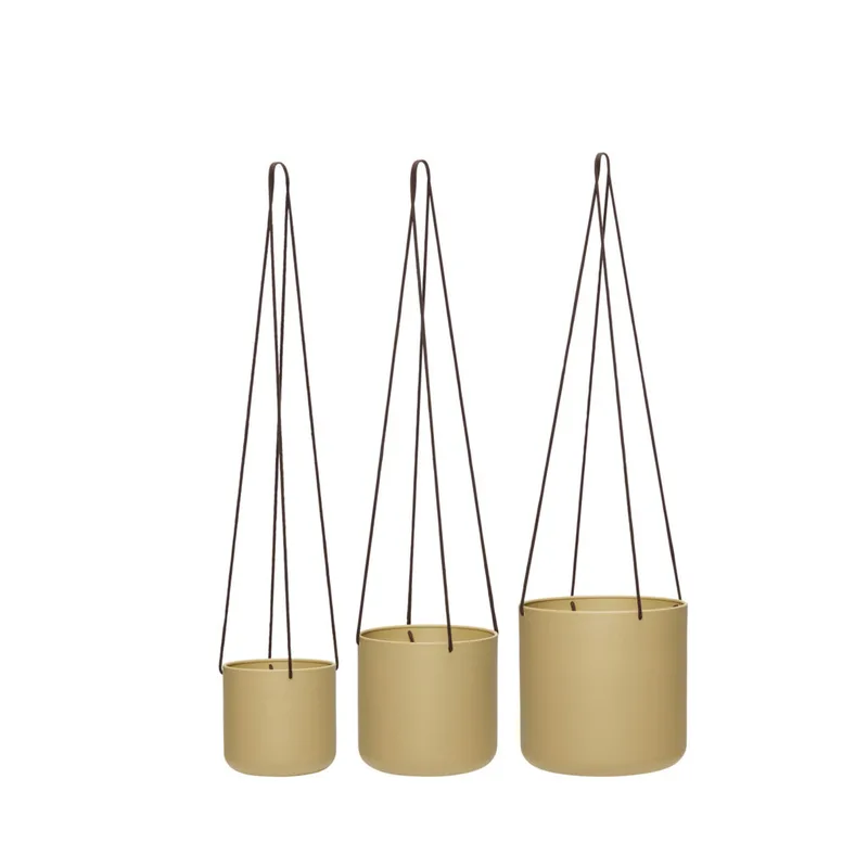 Bloom Hanging Pots Large Khaki (set of 3) by Hübsch – product photo 2 of 2
