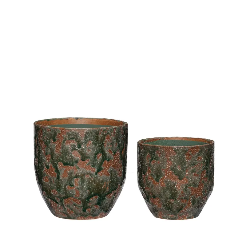 Normu Pots Brown/Green (set of 2) by Hübsch – product photo 5 of 5