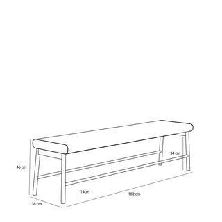 Long Bench Light green de Hübsch – photo du produit 3 sur 5
