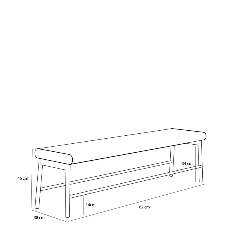 Long Bench Light green de Hübsch – photo du produit 3 sur 5