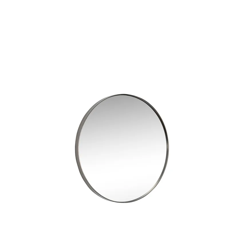 Retro Wall Mirror Round Brushed nickel by Hübsch – product photo