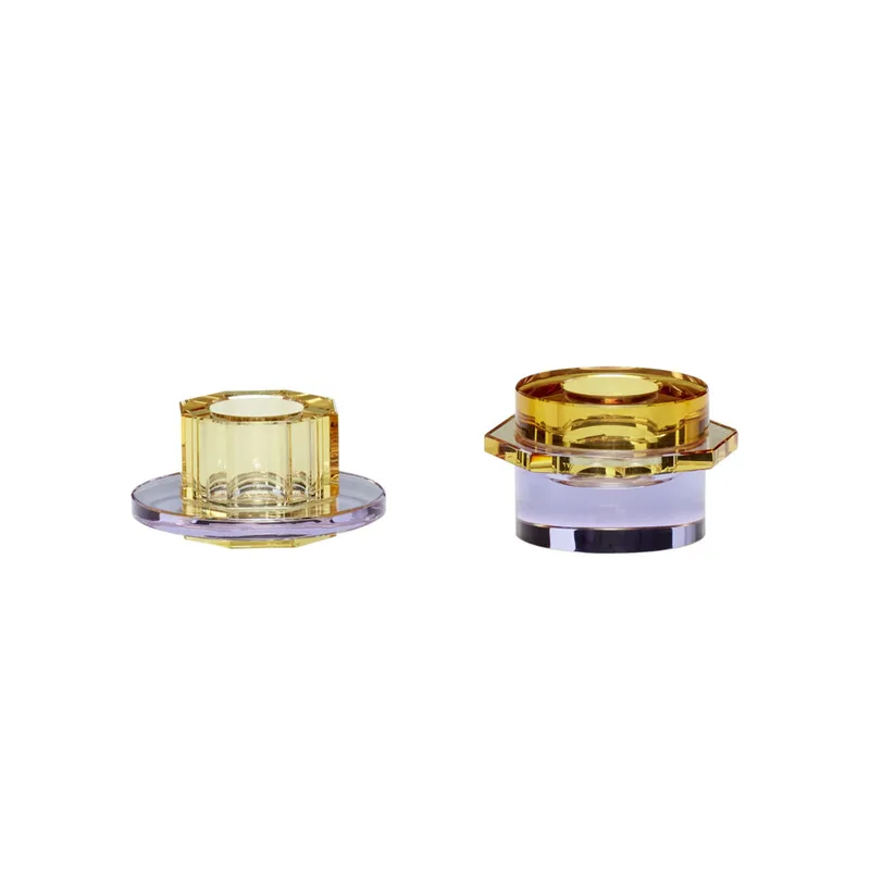 Kiosk Candleholder Yellow/Purple (set of 2) van Hübsch – productfoto