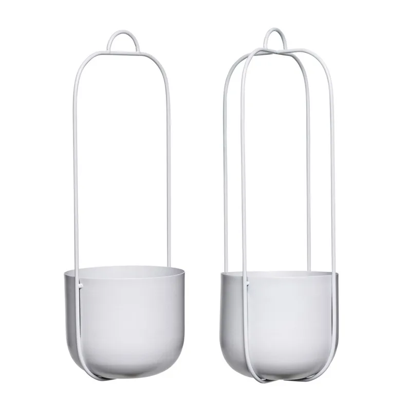 Lotus Hanging Pots Light grey (set of 2) von Hübsch – Produktfoto