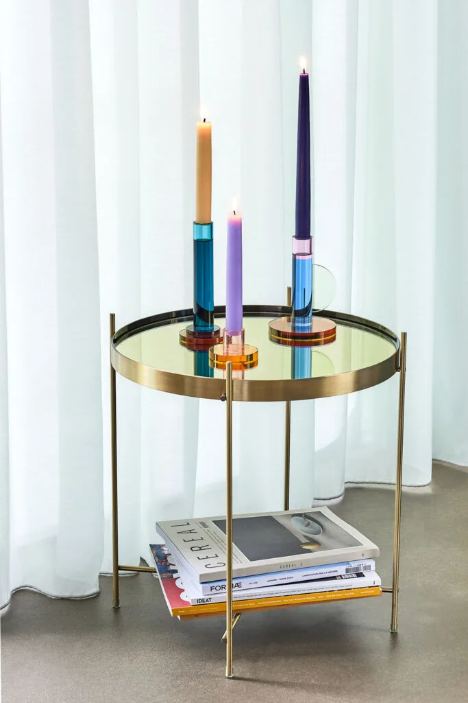 Astro Candlestick Blue van Hübsch – sfeerfoto 1 van 2