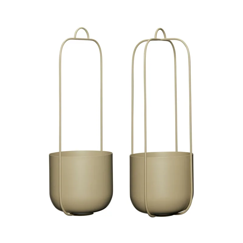 Lotus Hanging Pots Khaki (set of 2) de Hübsch – photo du produit