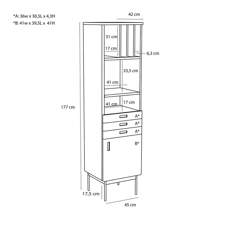Study Shelf Unit Dark blue/Grey van Hübsch – productfoto 3 van 5