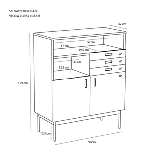 Study Cabinet Dark blue/Grey van Hübsch – productfoto 3 van 5