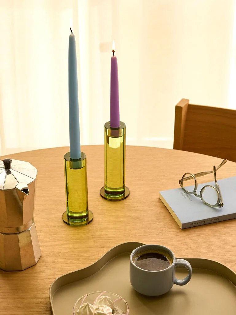 Cut Candleholder Green (set of 2) by Hübsch – interior photo 1 of 5