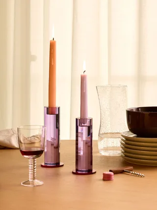 Cut Candleholder Purple (set of 2) by Hübsch – interior photo 1 of 5