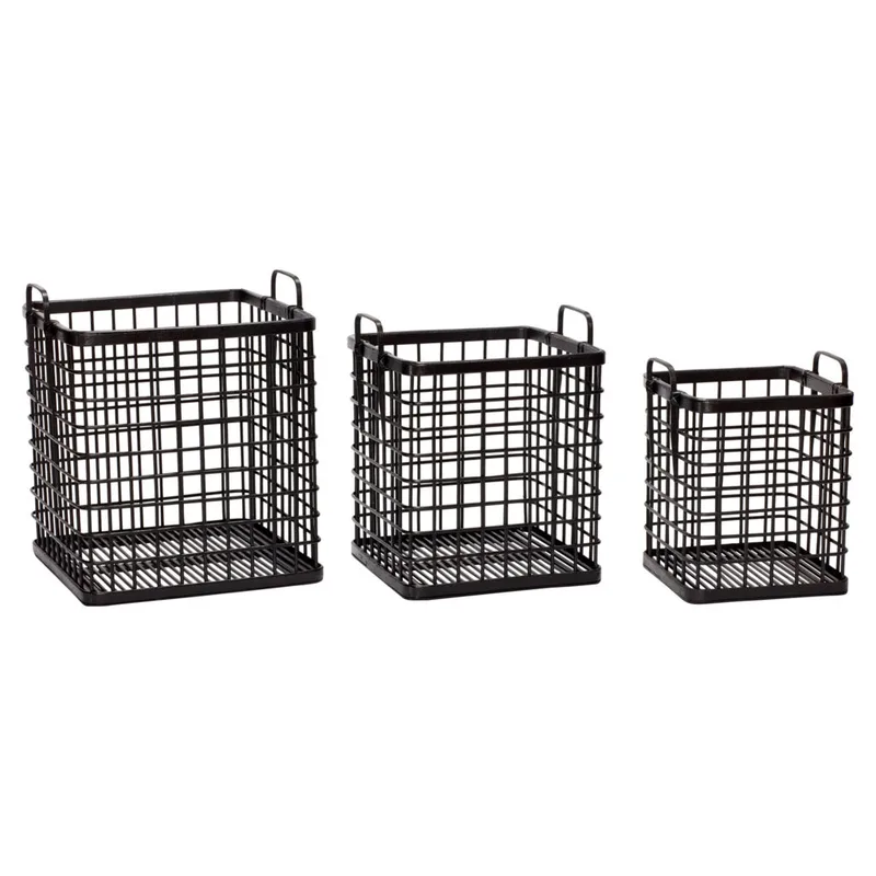 Square Baskets Black (set of 3) by Hübsch – product photo