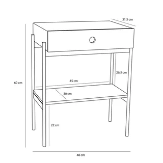 Noir Bedside Table Black de Hübsch – photo du produit 3 sur 5