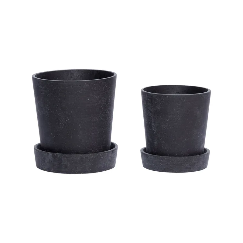 Podium Pots Small Black (set of 2) von Hübsch – Produktfoto
