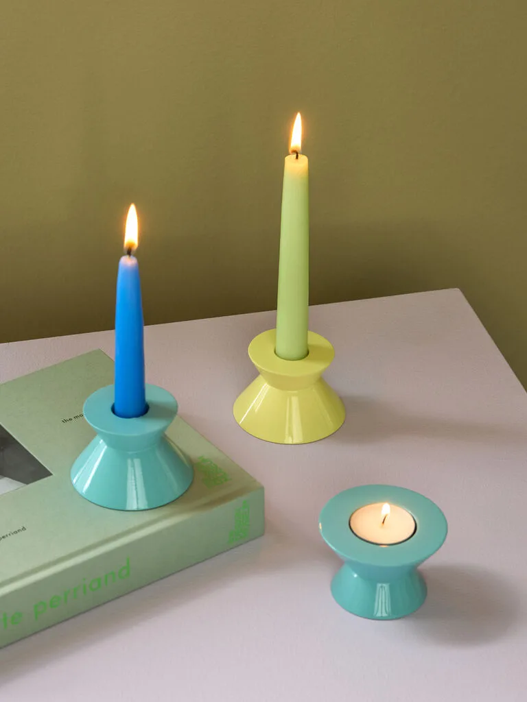 Two Candleholder Yellow de Hübsch – photo d’ambiance 2 sur 4