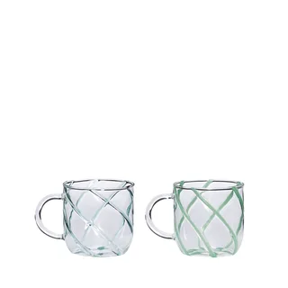 Kiosk Glass Mugs Swirl Green (set of 2) van Hübsch – productfoto 5 van 5
