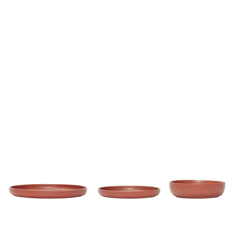 Dawn Bowls Red (set of 3) van Hübsch – productfoto 2 van 2