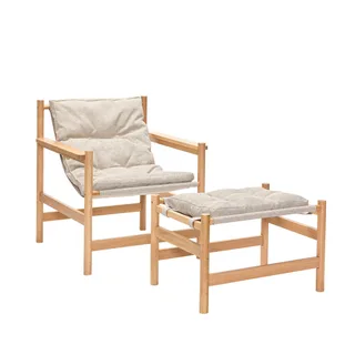 Heritage Armchair/Footstool Natural/Beige van Hübsch – productfoto 6 van 6