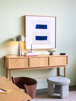 Herringbone Console Table Drawers Natural van Hübsch – sfeerfoto 1 van 2