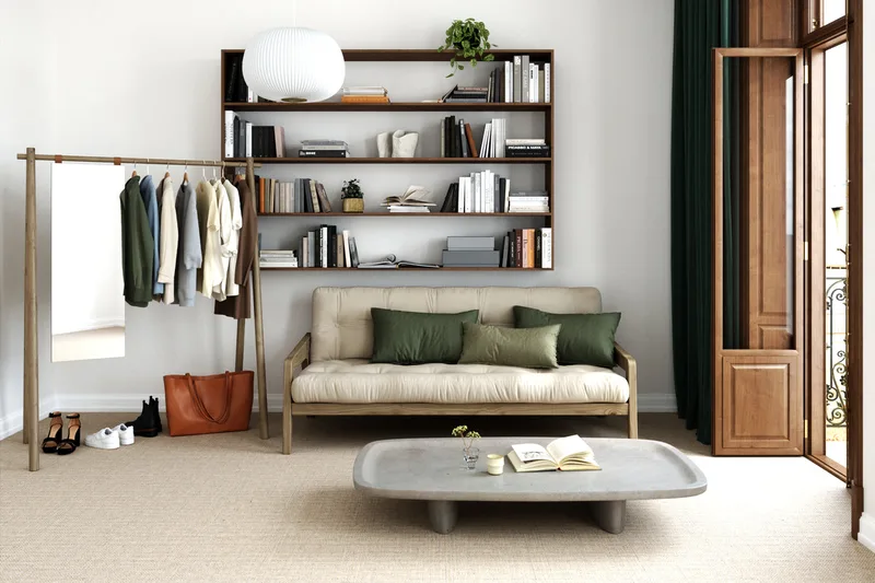 GRAB CAROB BROWN LACQUERED W. 5-LAYER MIXED MATTRESS IVORY by Karup Design – interior photo 2 of 10