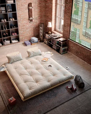 SOCIAL SOFA BED CLEAR LAC 140 X 200 W. 4 PCS BACK RESTS AND 2 PCS SIDE TABLES W. FRESH MATTRESS MOCCA by Karup Design – interior photo 16 of 20