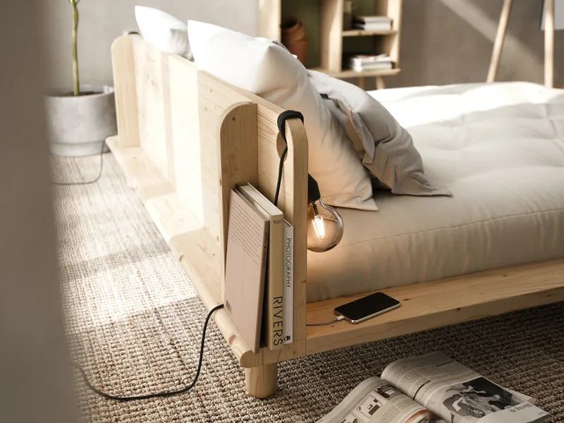 PEEK BED CLEAR LACQUERED 140 X 200 W. 2 BED LAMPS by Karup Design – interior photo 3 of 13