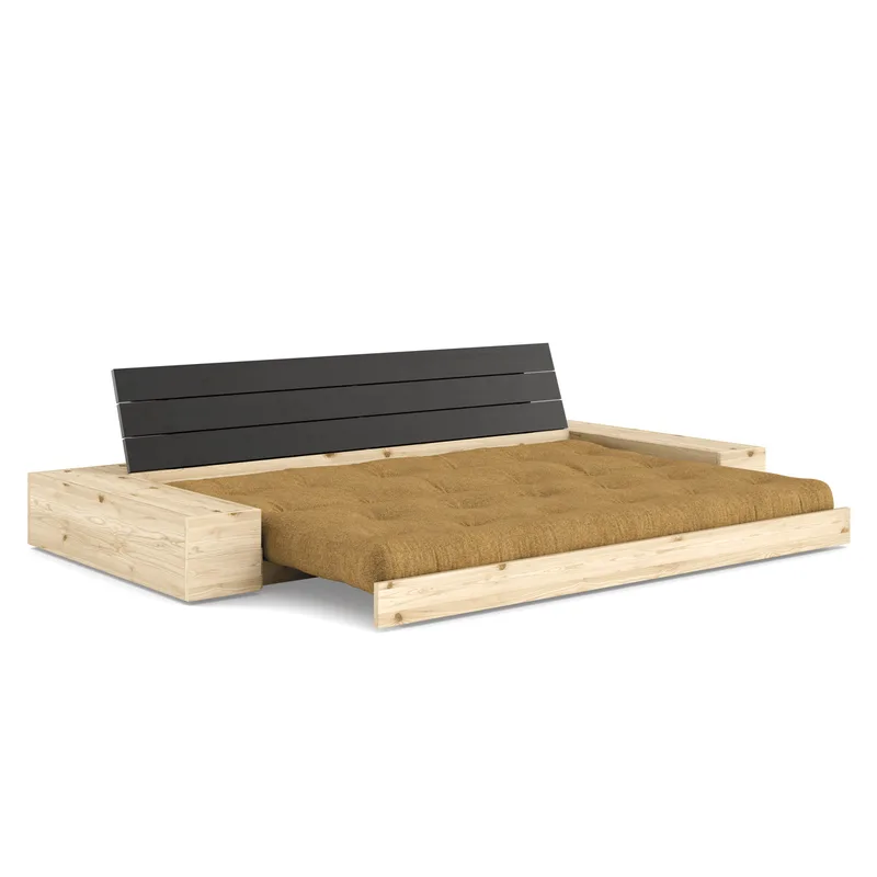 BASE BLACK NIGHT LACQUERED W. 2 SIDEBOXES CLEAR W. 5-LAYER MIXED MATTRESS GOLDEN OCHRE by Karup Design – product photo 14 of 16